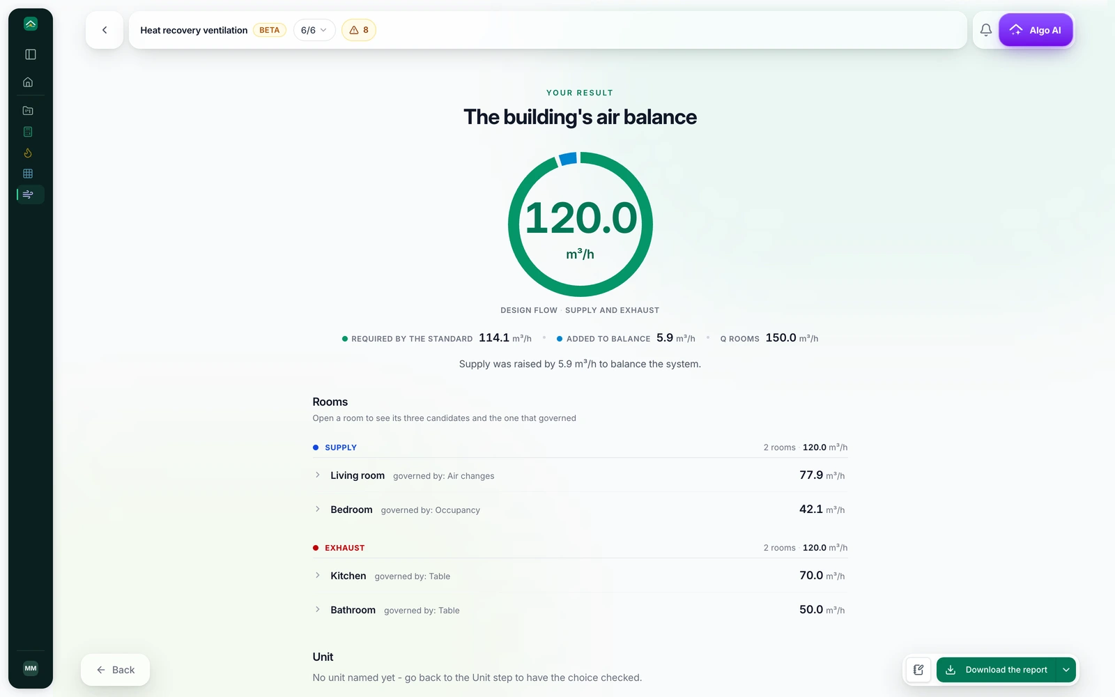 The heat recovery module in HeatAlgo - the supply-and-extract balance room by room