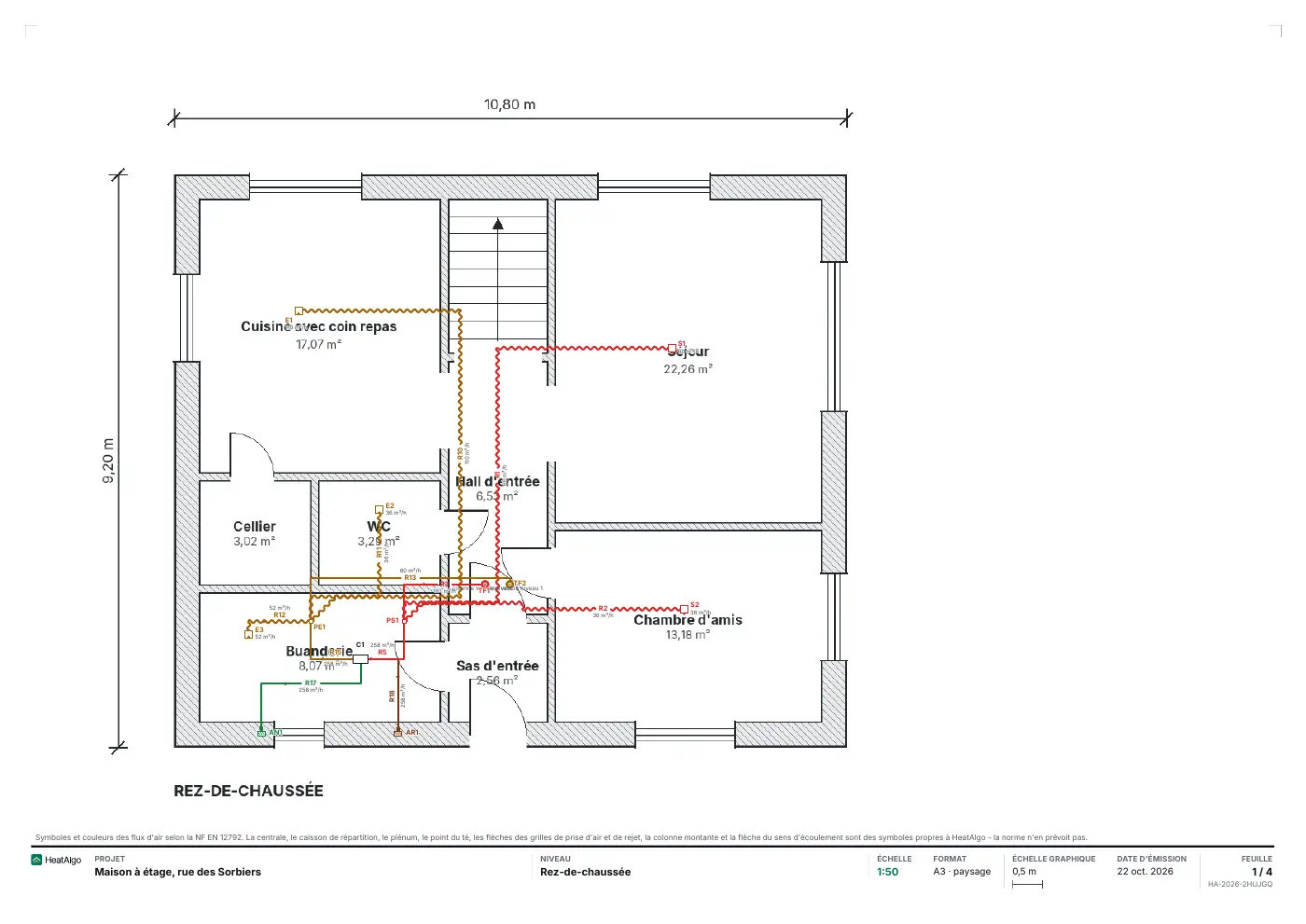 Plan à l'échelle - VMC double flux, 1/4