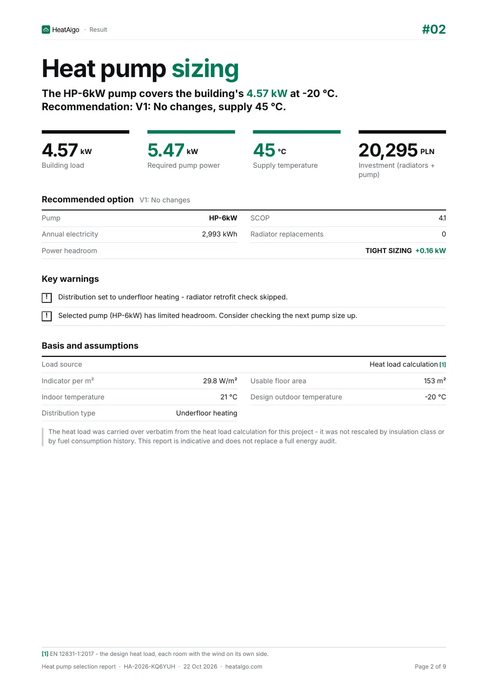 Report - Heat pump - preliminary sizing, 2/9
