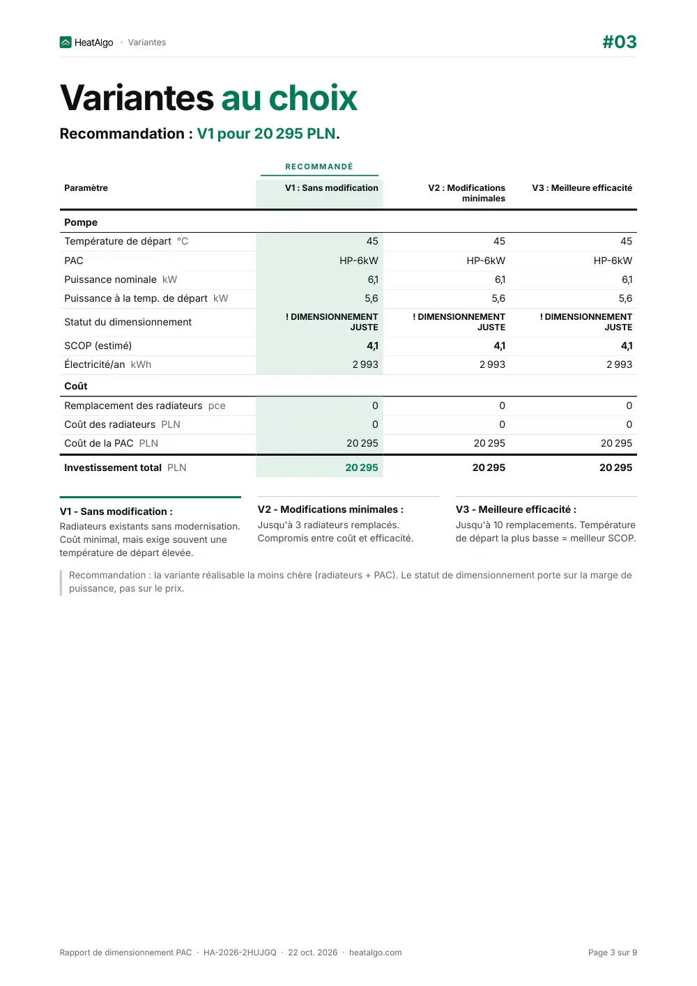 Rapport - Pompe à chaleur - dimensionnement préliminaire, 3/9