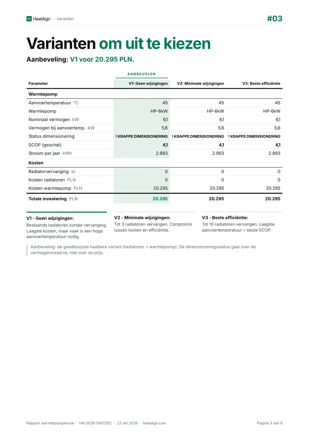 Rapport - Warmtepomp - voorlopige dimensionering, 3/9