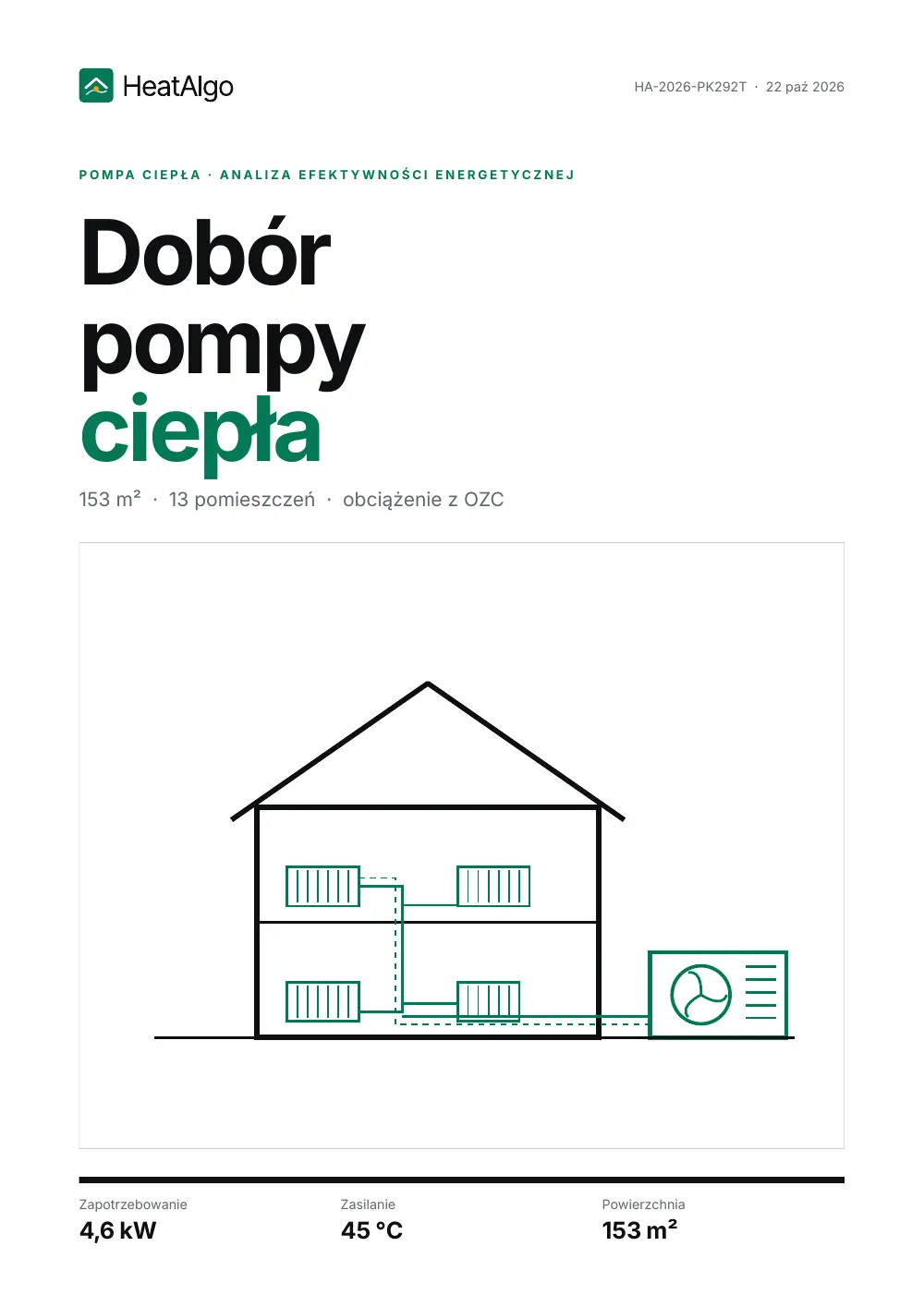 Raport - Pompa ciepła - dobór wstępny, 1/9