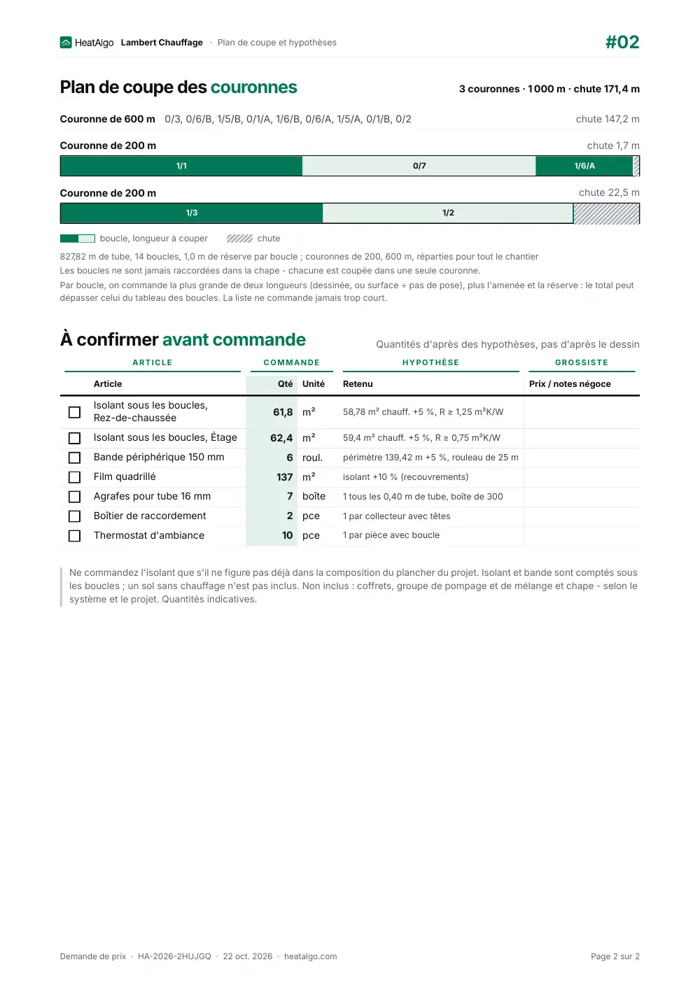 Liste du matériel - Plancher chauffant, 2/2