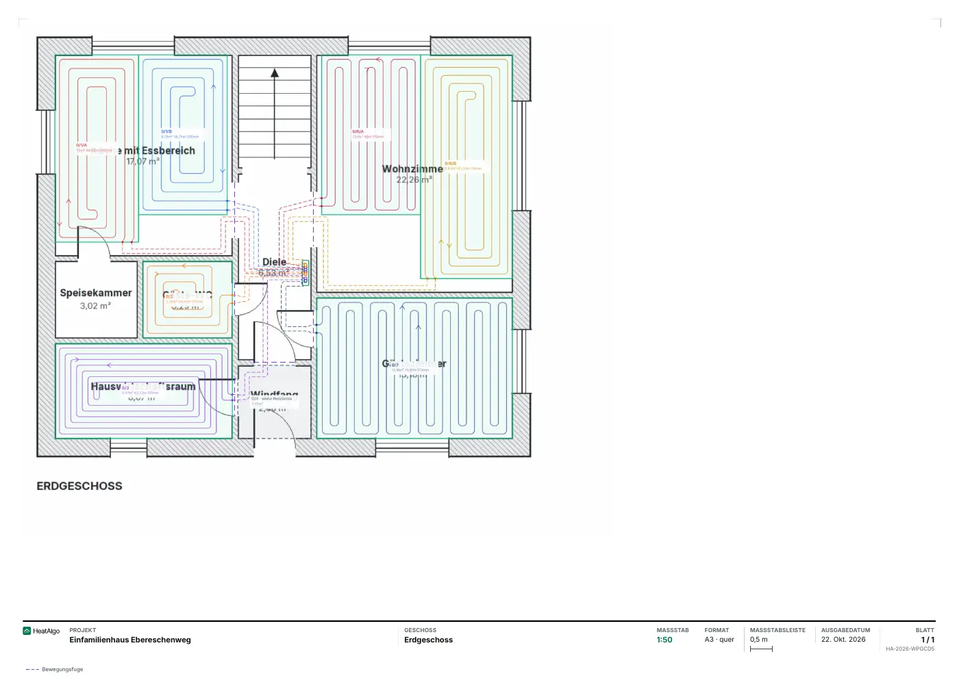 Plan im Maßstab - Fußbodenheizung, 1/1