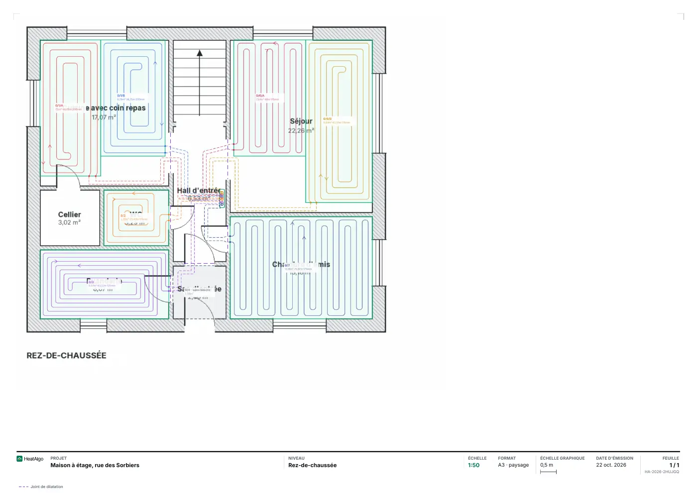 Plan à l'échelle - Plancher chauffant, 1/1