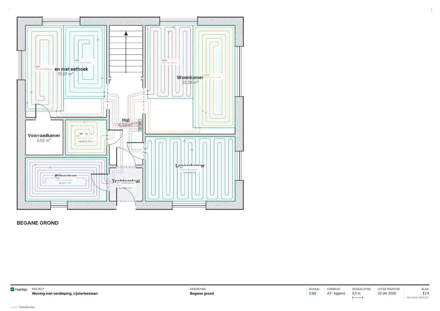 Plattegrond op schaal - Vloerverwarming, 1/1